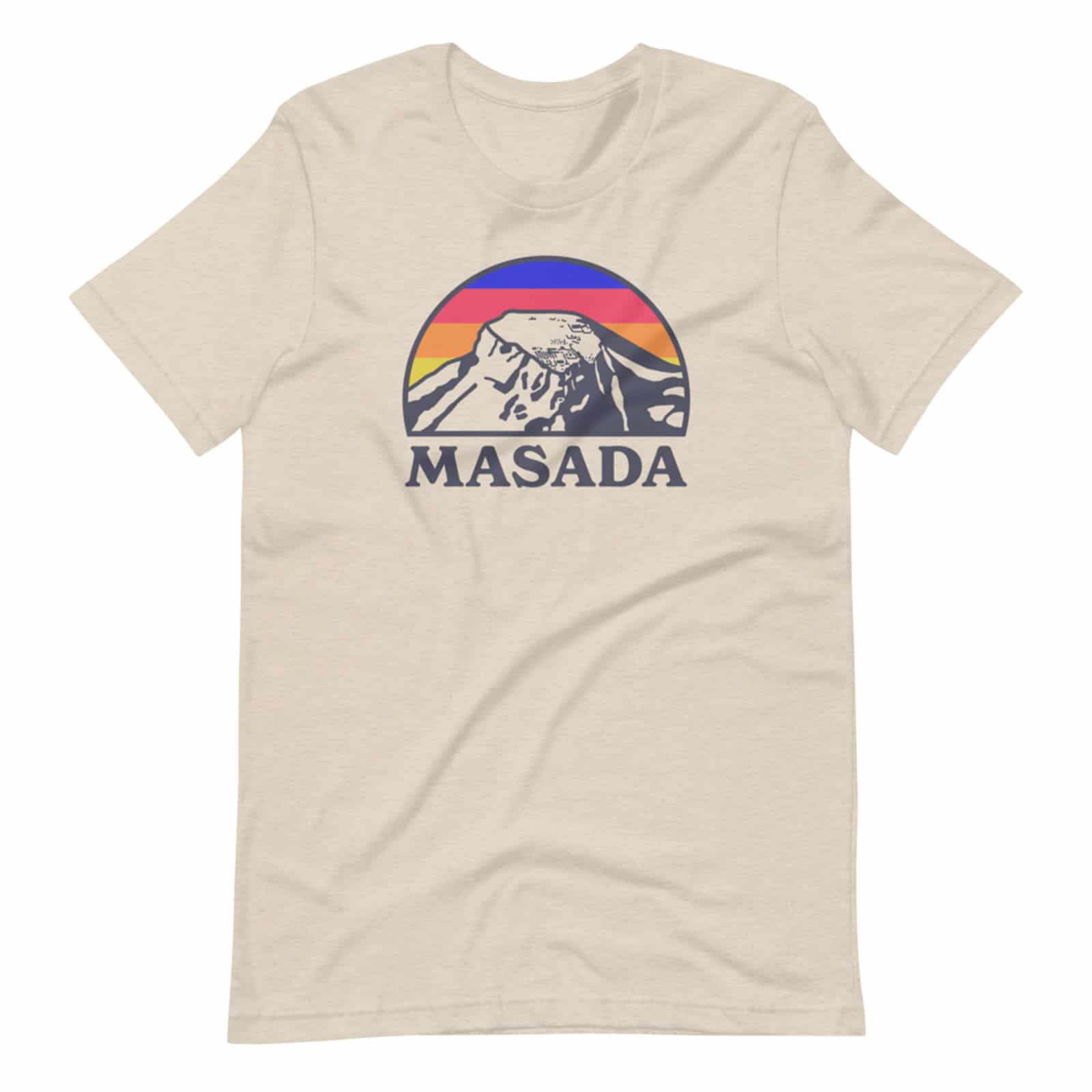 beige colored t-shirt with an illustration of the Masada mount in Israel